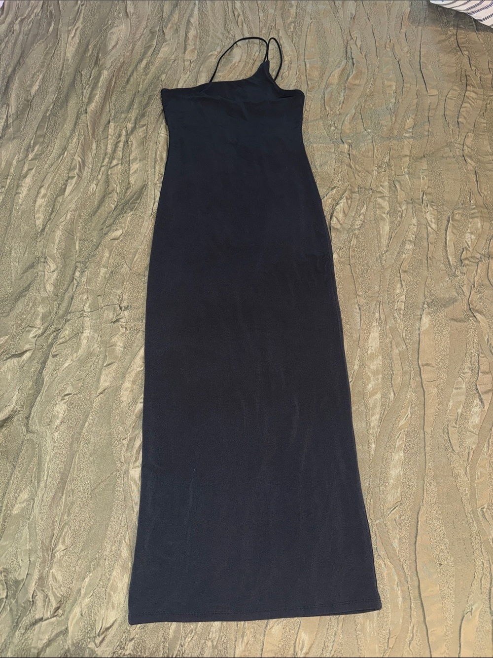 Forever 21 Black Asymmetrical Spaghetti-Strap Formal Maxi Dress